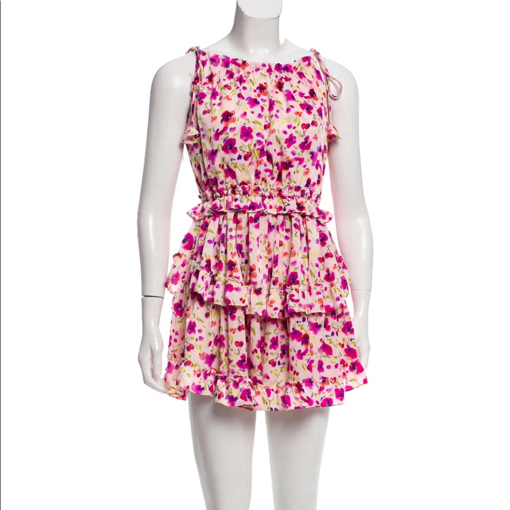 Misa Los Angeles Pink Floral Ruffled Tiered Sundress